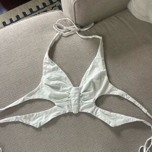 Edikted White Butterfly Open Back Halter Top